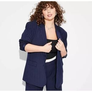 Wild Fable Oversized Blazer Blue Pinstripe Women's XS NWT